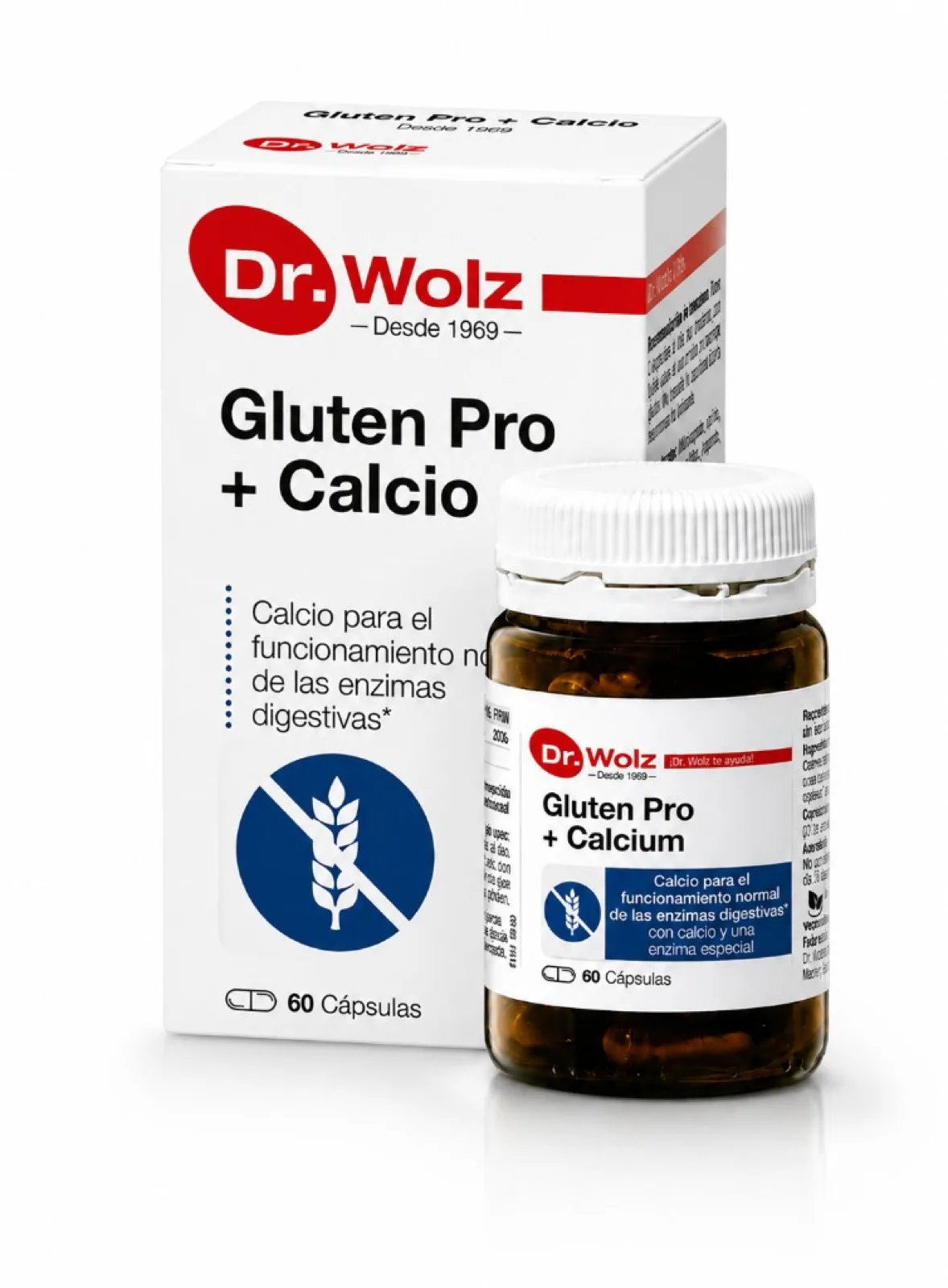 Gluten Pro + Calcium — caja y frasco